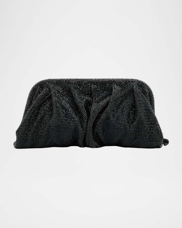 Venus La Grande Ruched Crystal Mesh Clutch Bag